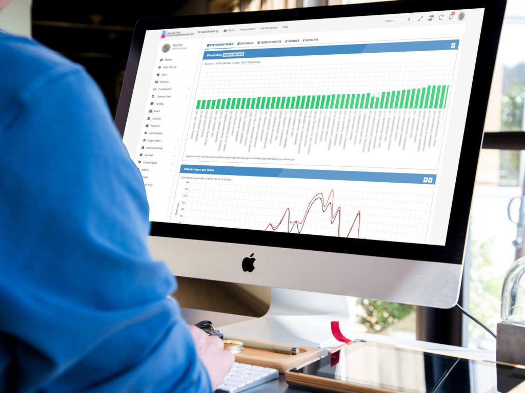 Scherm met groene balkjes